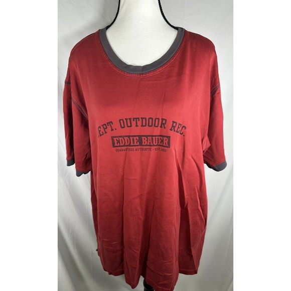 Eddie Bauer Other - VTG 90s Eddie Bauer Men's Spell Out T-Shirt size Large/XL Red Short Sleeves Top
